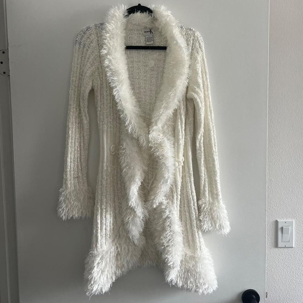 Women's White and Cream Cardigan